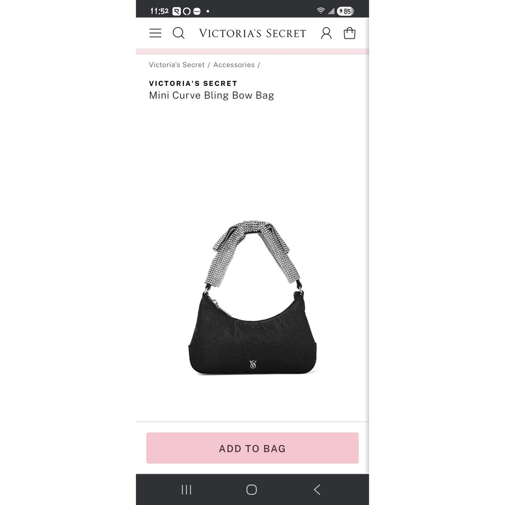 NWT VS Victoria Secret Mini Black‎ Bling Curve Bag Purse with Bow